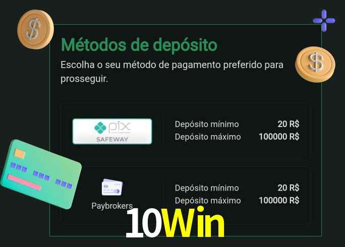 O cassino 10Win oferece uma grande variedade de métodos de pagamento